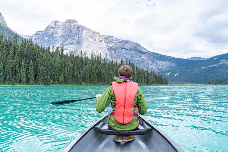 Canoeing on a lake